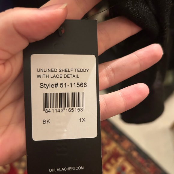 Unlined shelf teddy with lace detail - Picture 2 of 3